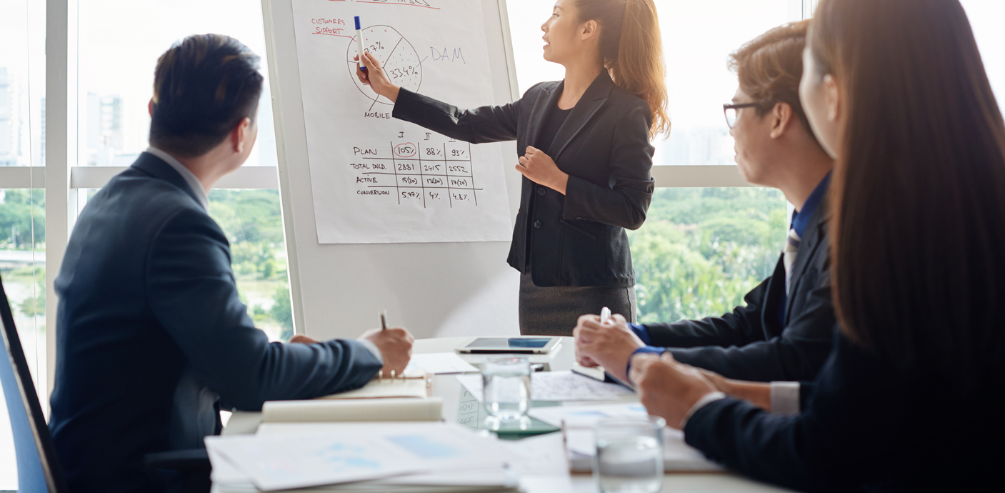 Attractive Businesswoman Holding Meeting